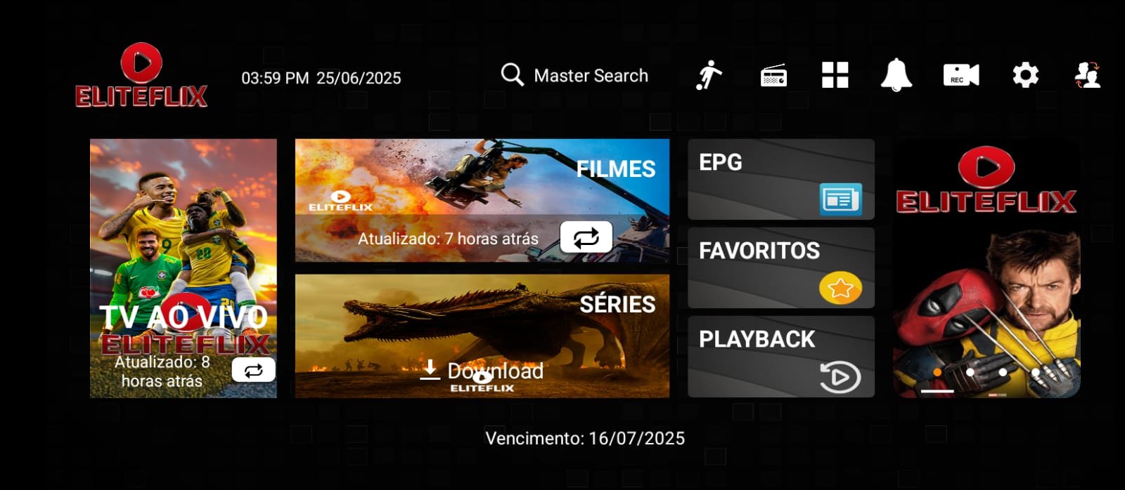 Interface ELITEFLIX Tradicional