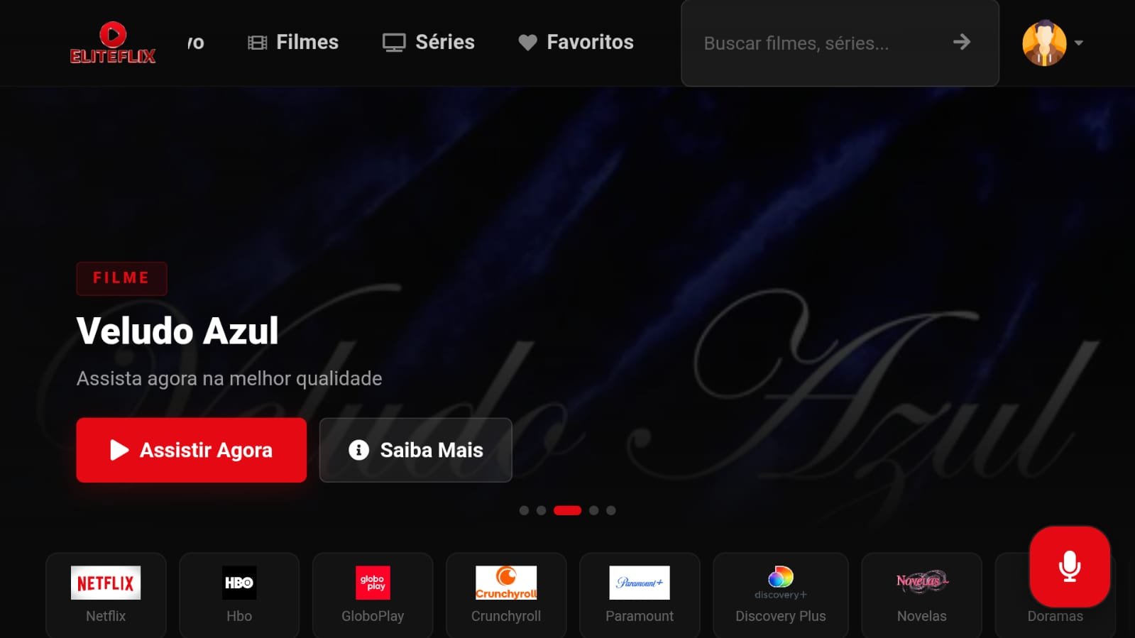 Interface ELITEFLIX VIP